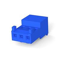 AMP Connectors - TE Connectivity 643815-3 Receptacle Housing 3P 26AWG TIN CLSD W/TAB WHT W/BLU STRP