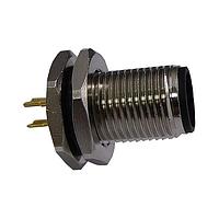 Stewart Connector SS-12000-003 Straight M12 A-Code Connector  Male Rear Panel Mount Receptacle  4 Contact  PCB Solder Pins