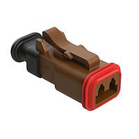 Amphenol SINE Systems AT06-2S-SR02BRN Plug 2 Position, Plug, Socket, SR02 Strain Relief (Reduced Diameter Seal), Brown Body