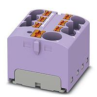 PHOENIX CONTACT 3273872 DIN Rail Terminal Blocks Distribution block  nom. voltage: 450 V  nominal current: 32 A  connection method: Push-in connection  Push-in connection  number of connections: 7  cross section: 0.2 mm - 6 mm   AWG: 24 - 10  width: 27.9 mm  height: 21.7 mm  color: violet  mounting