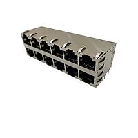 Adam Tech MTJG-12-88JX1-FSG-PG Modular Connectors / Ethernet Connectors 8P8C 12 PORT TYPE JX SHIELD GRND TAB BLK