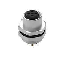 Wurth Elektronik 643060100605 Receptacles WRCIRC M12  Screw  Coding A   Panel Solder Bucket Metal with Rear Panel Nut PG9 Female connector, polarity 5
