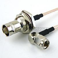 Fairview FMC0438315LF RA SMA Male to BNC Female Bulkhead Cable RG-316 Coax and RoHS