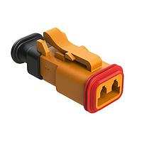 Amphenol SINE Systems AT06-2S-SR01ORG Plug 2 Position, Plug, Socket, SR01 Strain Relief (Standard Seal), Orange Body