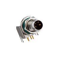 Amphenol LTW M8S-03PFFR-SF8001 Right Angle M8 Circular Metric Connector, A Code, Metal, 3A, 03 pins, Female Connector, Female Contact, Hexagonal, M10*0.75, Screw Thread, PCB 90 , Receptacle, Front Fastened, IP68 Unmated