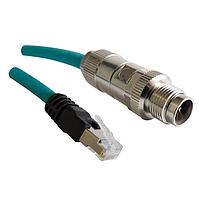 Stewart Connector BM-MARM003F Cat 6a, Cat 6 M12 X-Code Male Plug to RJ45 Plug Cat6a Cable Assembly TPE Jacket 3FT
