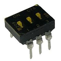 CTS Electronic Components 209-3LPSTD DIP Switches THROUGH HOLE, GOLD DIP SWITCH, 3-POLE, LOW PROFILE ACTUATOR, BOTTOM SEAL, TAPE SEAL, STRAIGHT TERMINAL FORM, TUBE PACK