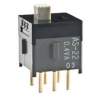 NKK Switches AS22AP Subminiature Slides DPDT ON-ON .098" STRAIGHT