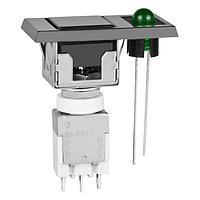 NKK Switches EB2011-A-J22AF Light Touch Switches ON(ON) BLK CAP/BEZEL GRN LED SNAP-IN 3A
