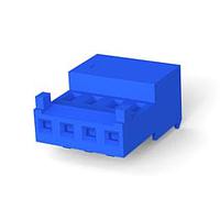 AMP Connectors - TE Connectivity 643815-4 Receptacle Housing 4P 26AWG TIN CLSD W/TAB WHT W/BLU STRP