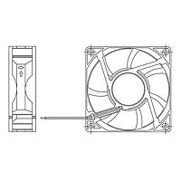 Delta Electronics, Inc. AFB1224SHE-T500 Tubeaxial Fan, 120x38mm, 24VDC, 151 .85CFM, 12W, Ball, Leads, Lock Rotor Sensor, IP55