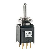 NKK Switches B23A1P Subminiature antistatic toggles DPDT ON-OFF-ON