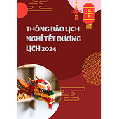 THÔNG BÁO: Lịch Nghỉ Tết Dương Lịch 2024
