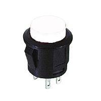 Shin Chin R13-523A-05-BW Pushbutton Switches 3A/125VAC;1.5A/250VAC SPST;OFF-(ON) SO Terminal Black Body , White Cap