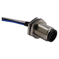Stewart Connector SS-12000-012 Circular Metric Connectors M12 A-Code Connector  Male Rear Panel Mount Receptacle with 0.5M Leads  5 Contact