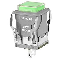 NKK Switches LB01GW01-5F24-JF Panel Mount Indicators / Switch Indicators SQUARE GRAY BODY 24V GRN LED CLR/GRN CAP