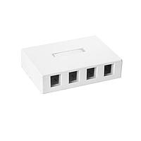 HellermannTyton SMBQUAD-W Surface Mount Surface Mount Box, Plenum Rated, 4-Port, 4.52" x 1.10" x 3.27", PVC, White, 1/pkg