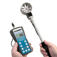 OMEGA HHF142B Rotating Metal Vane Anemometer Kit w/ Volume Flow (Handheld, 7800 m/h, 100 °C, Thermocouple Type K or Thermistor)