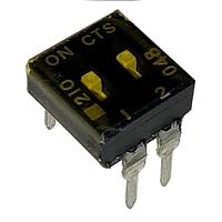 CTS Electronic Components 210-2LPSTD DIP Switches THROUGH HOLE, GOLD FLASH DIP SWITCH, 2-POLE, LOW PROFILE ACTUATOR, BOTTOM SEAL, TAPE SEAL, STRAIGHT TERMINAL FORM, TUBE PACK