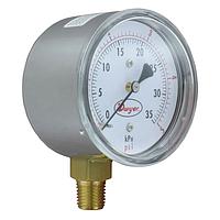 Dwyer LPG5-D8842N Low Pressure Gauges, 10 in. w.c. to 10 psi, Dual Scales, Chrome Steel (2.5 in, 200 psi, Back)