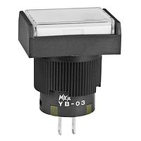 NKK Switches YB03KW01-5C05-JB LED RECT BSHG MOUNT 5V RED LED CLR/WHT CAP