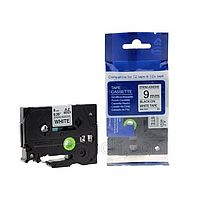 BROTHER HZe-221 Printed label Black Word White Background on 9mm