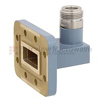 Fairview FMWCA1009 WR-90 to N Female Waveguide to Coax Adapter CPR-90G Grooved Flange With 8.2 GHz to 12.4 GHz Frequency Range For X Band