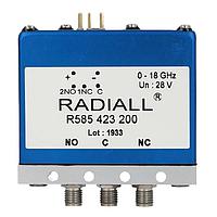 Radiall R585833200 Coaxial Switches SPDT Terminated Ramses SMA2.9 40GHz Latching 28Vdc Internal loads Pins terminals