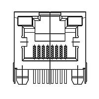 Adam Tech MTJ-88ARX2-LH-HT-D Modular RJ45 1X1,R/A,8P8C,TAB UP,WITH LE