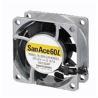 Sanyo Denki 9LG0624H4001 Axial Axial Fan, 60x60x25mm, 24VDC, 0.3mmAq, Ribless, Long Life 180Khr., 3x Wire, Tach