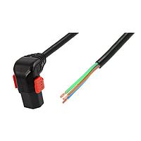 Schaffner IL13P-D-SE-H05-3100-100 AC Power Cord w/Lock C13+ down, Stripped End, H05VV-F, 3x1.00 mm sq., 1 m, black